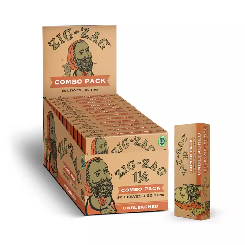 ZIG ZAG COMBO PACK | 1 1-4 UNBLEACHED 24 CT - 50 LEAVES + 50 TIPS ZIG ZAG COMBO PACK | 1 1-4 UNBLEACHED 24 CT - 50 LEAVES + 50 TIPS