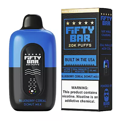 Fifty Bar Built in USA 20k puffs 5ct - Blueberry Cereal Donut Milk