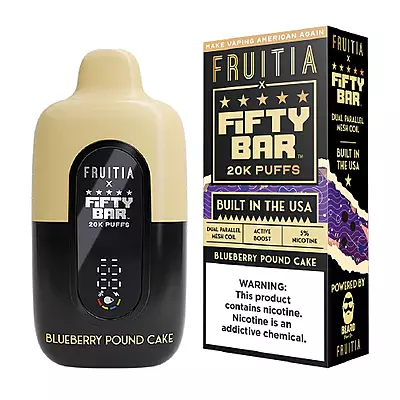 Fruitia X Fifty Bar Built in USA 20k puffs 5ct - Blueberry Pound Cake