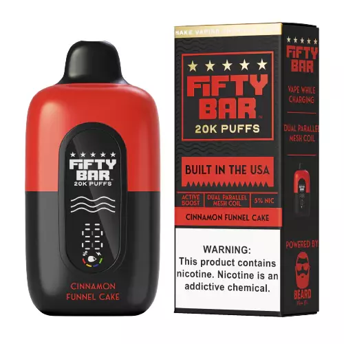 Fifty Bar Built in USA 20k puffs 5ct - Cinnamon Funnel Cake Fifty Bar Built in USA 20k puffs 5ct - Cinnamon Funnel Cake
