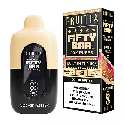 Fruitia X Fifty Bar Built in USA 20k puffs 5ct - Cookie Butter