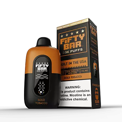 Fifty Bar Built in USA 20k puffs 5ct - Gold Tobacco