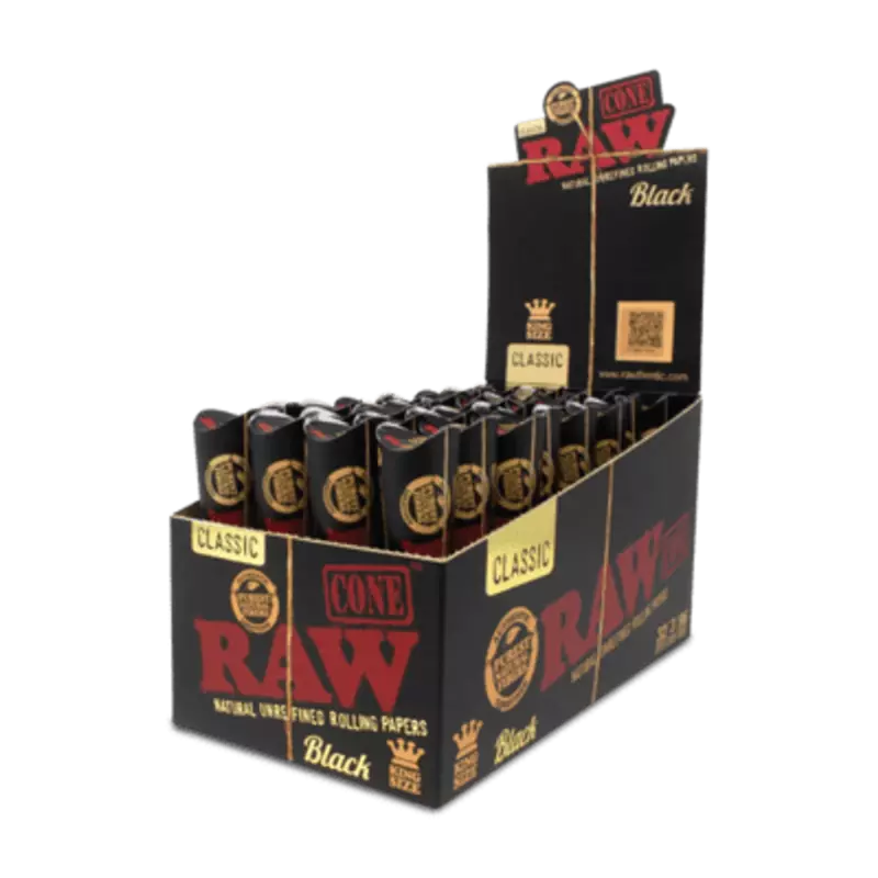 RAW® - Black Pre-Rolled Cone King Size (3pk) - Display of 32 RAW® - Black Pre-Rolled Cone King Size (3pk) - Display of 32