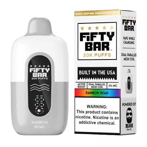 Fifty Bar Built in USA 20k puffs 5ct - Rainbow Road Fifty Bar Built in USA 20k puffs 5ct - Rainbow Road