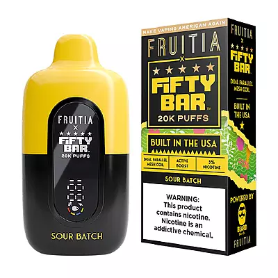 Fruitia X Fifty Bar Built in USA 20k puffs 5ct - Sour Batch