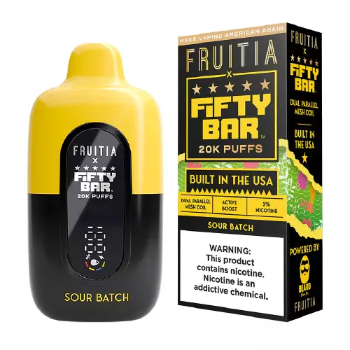 Fruitia X Fifty Bar Built in USA 20k puffs 5ct - Sour Batch Fruitia X Fifty Bar Built in USA 20k puffs 5ct - Sour Batch