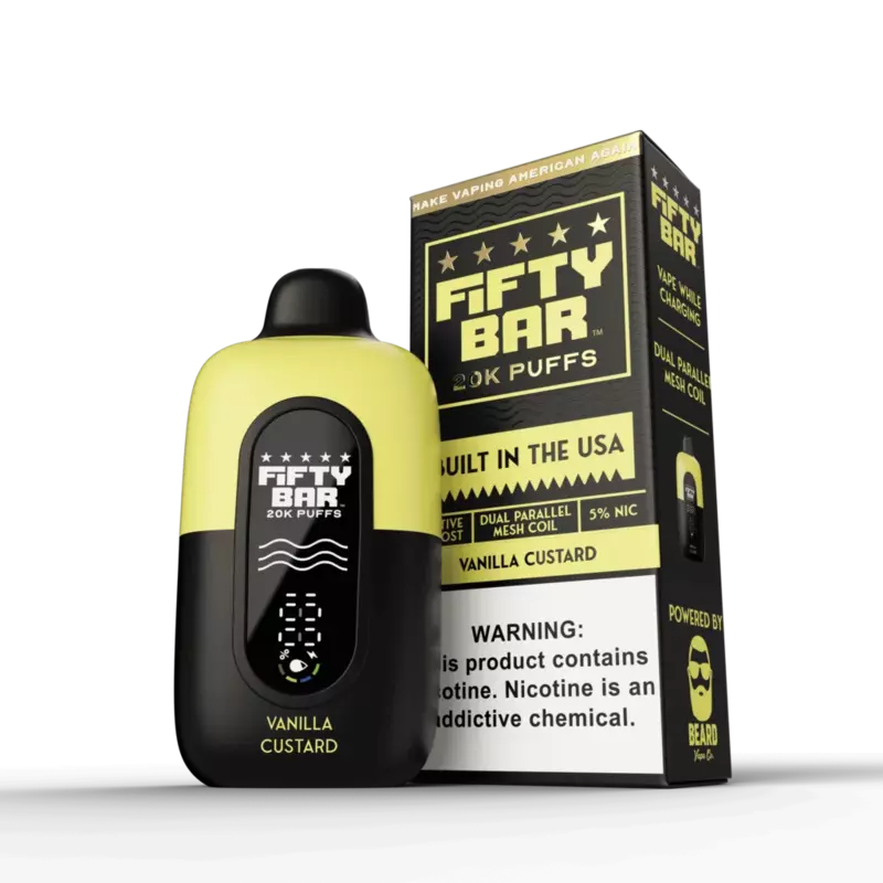 Fifty Bar Built in USA 20k puffs 5ct - Vanilla Custard Fifty Bar Built in USA 20k puffs 5ct - Vanilla Custard