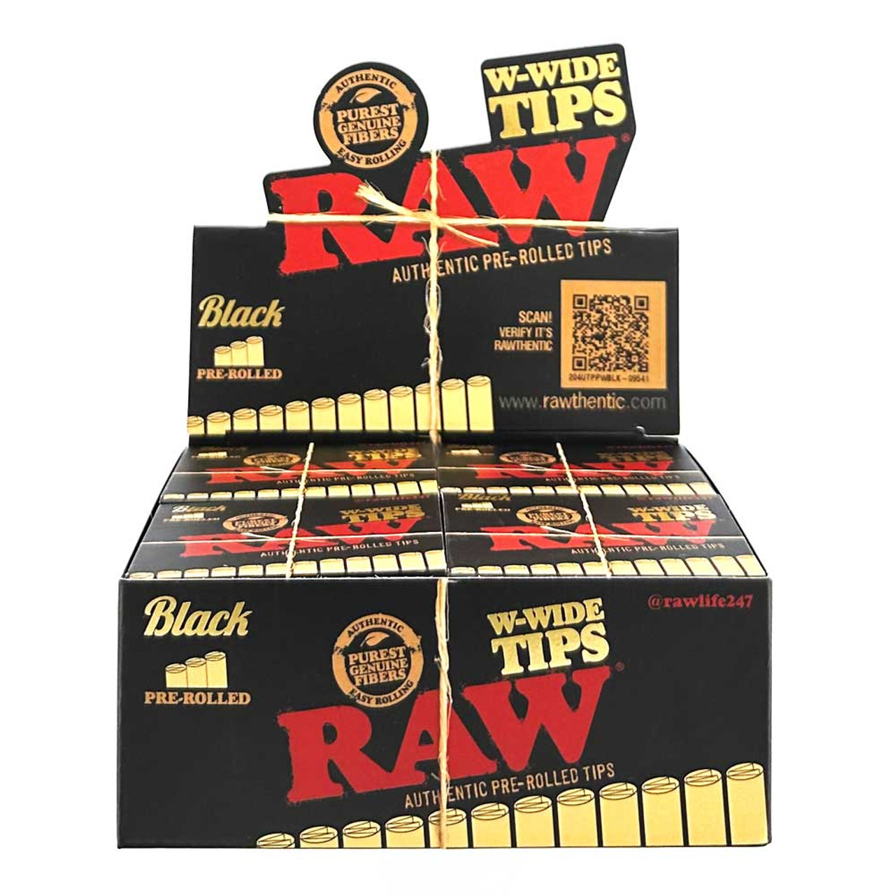 RAW® - Black W-Wide Pre-Rolled Tips (18ct) - Display of 20 RAW® - Black W-Wide Pre-Rolled Tips (18ct) - Display of 20