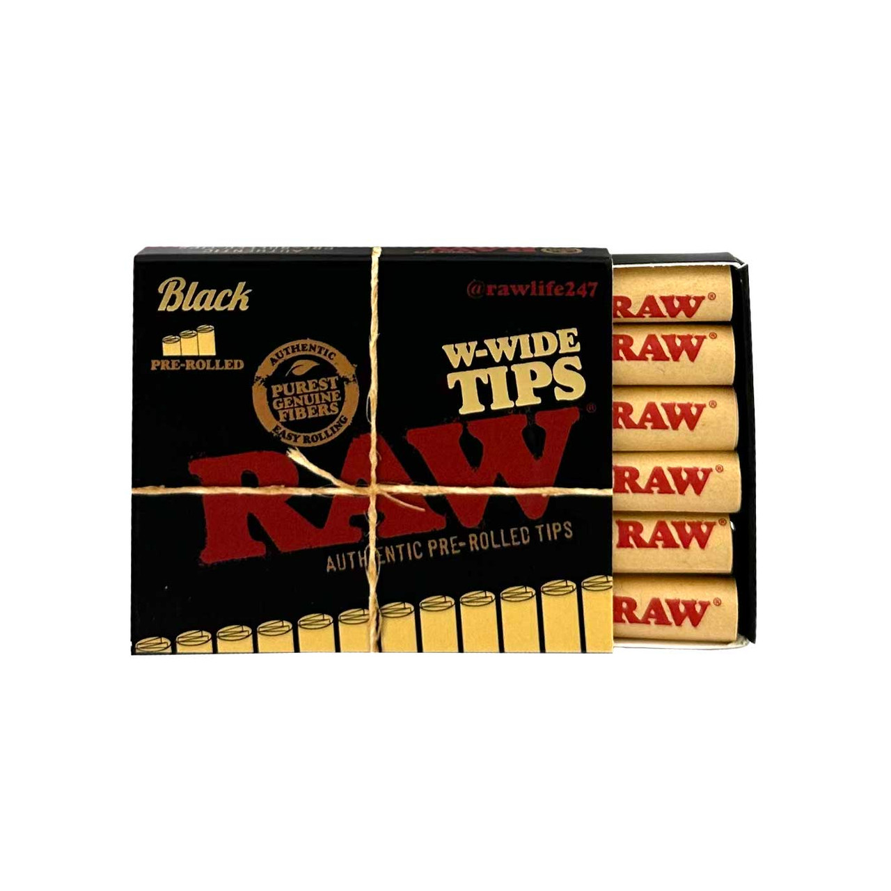 RAW® - Black W-Wide Pre-Rolled Tips (18ct) - Display of 20 RAW® - Black W-Wide Pre-Rolled Tips (18ct) - Display of 20