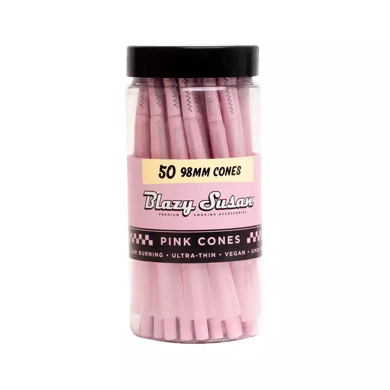 Blazy Susan® - Pink 98mm Pre-Roll Cones - 50ct Jar Blazy Susan® - Pink 98mm Pre-Roll Cones - 50ct Jar