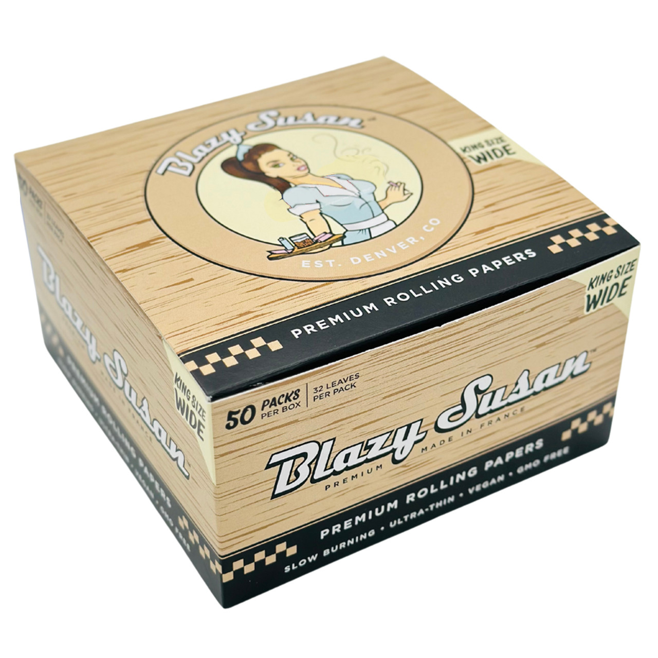 Blazy Susan® - Unbleached King Size Wide Rolling Papers - Display of 50 Blazy Susan® - Unbleached King Size Wide Rolling Papers - Display of 50
