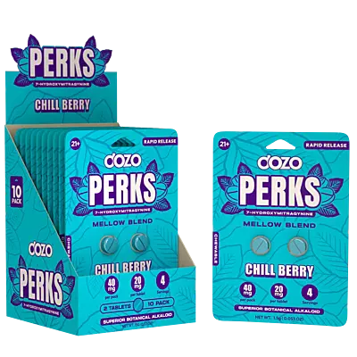 Dozo Perks 7 Hydroxy 50mg 4CT Chewable Tablets (10pk) | Chill Berry