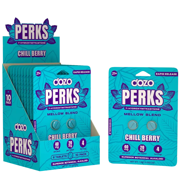 Dozo Perks 7 Hydroxy 50mg 4CT Chewable Tablets (10pk) | Chill Berry Dozo Perks 7 Hydroxy 50mg 4CT Chewable Tablets (10pk) | Chill Berry