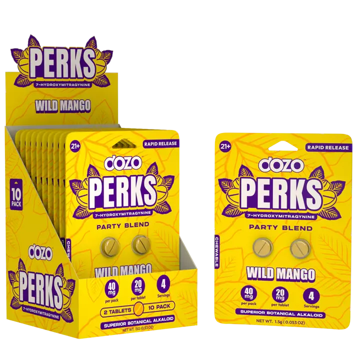 Dozo Perks 7 Hydroxy 50mg 4CT Chewable Tablets (10pk) | Wild Mango Dozo Perks 7 Hydroxy 50mg 4CT Chewable Tablets (10pk) | Wild Mango