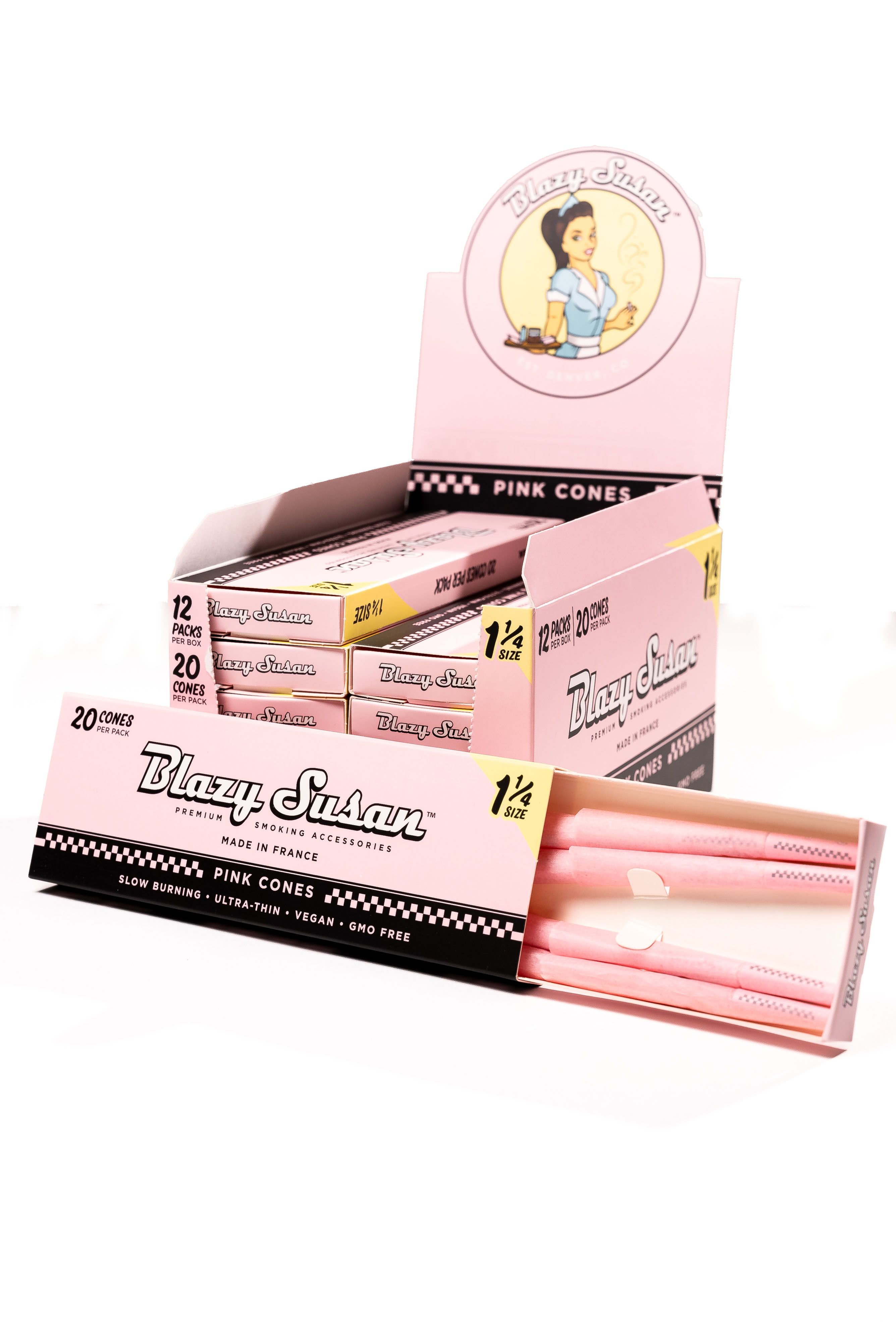 Blazy Susan® - Pink Pre-Roll Cones 1¼ (20ct) - Display of 12 Blazy Susan® - Pink Pre-Roll Cones 1¼ (20ct) - Display of 12